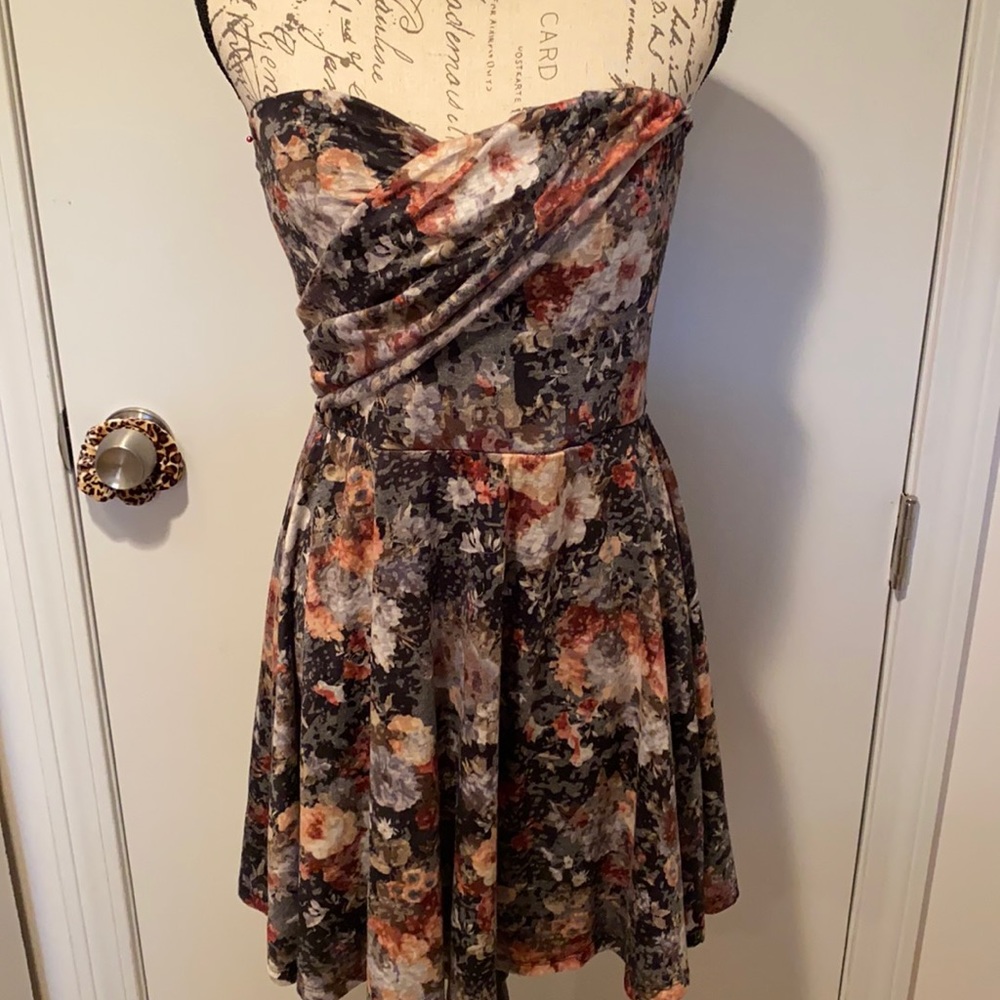 American Rag strapless fall flower mini dress small